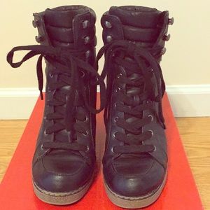 Awesome Black Wedge Sneaker Boots